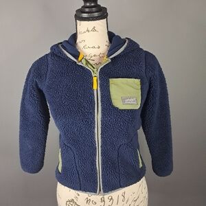 Eddie Bauer Jacket Youth Size 6 Blue Zip Sherpa Fleece Layer Pockets Hooded